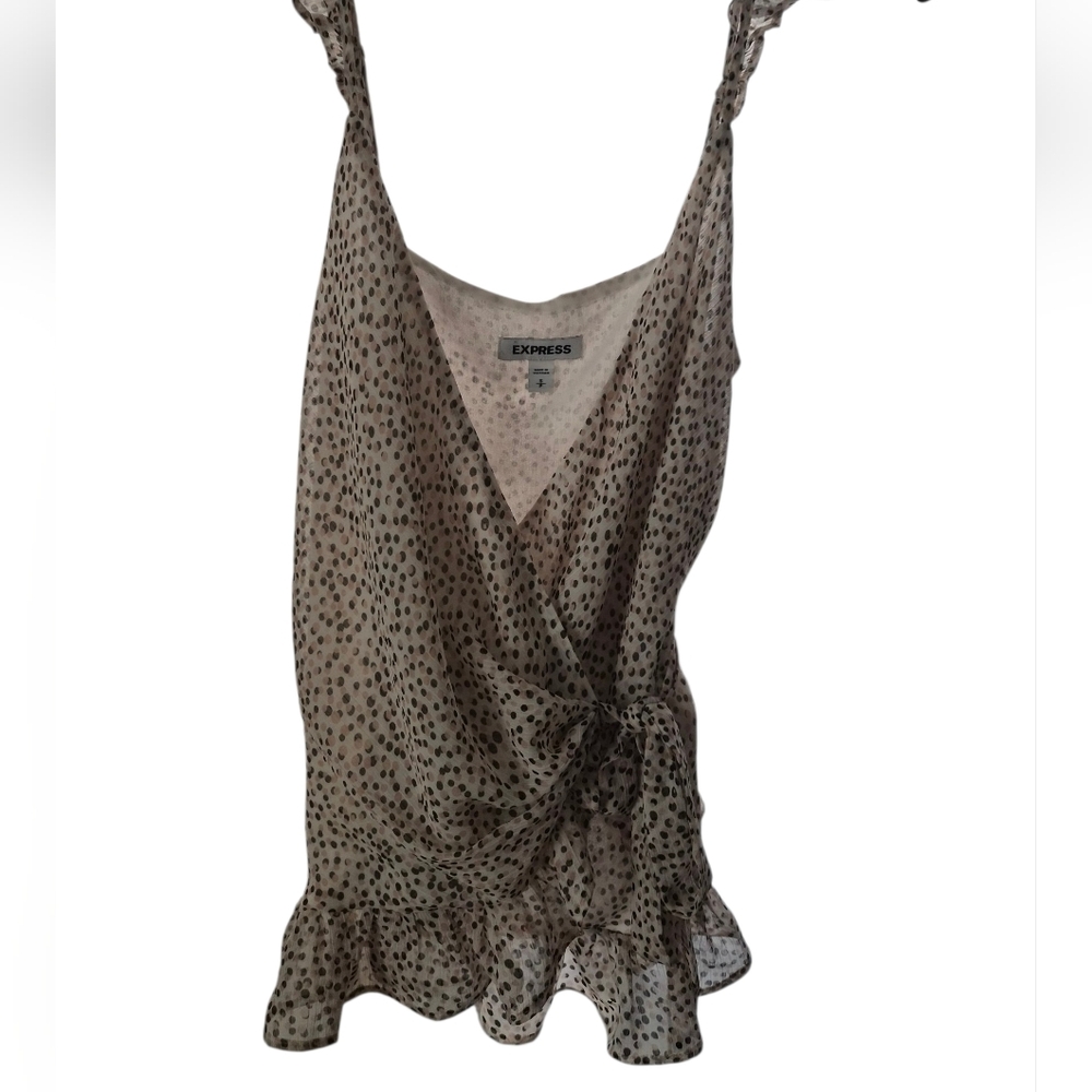 Express Women's Cream and Black Wrap Blouse